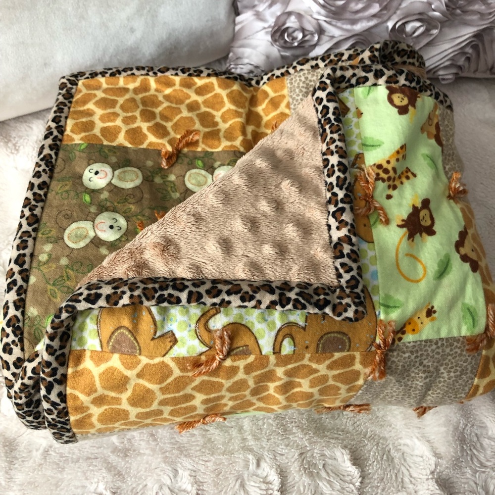 Minky jungle theme baby crib quilt or wall hanging